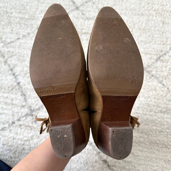 Saint Laurent Tan Brown Suede Fringe  Ankle Boots Size 36 / US 6 - Picture 8 of 14